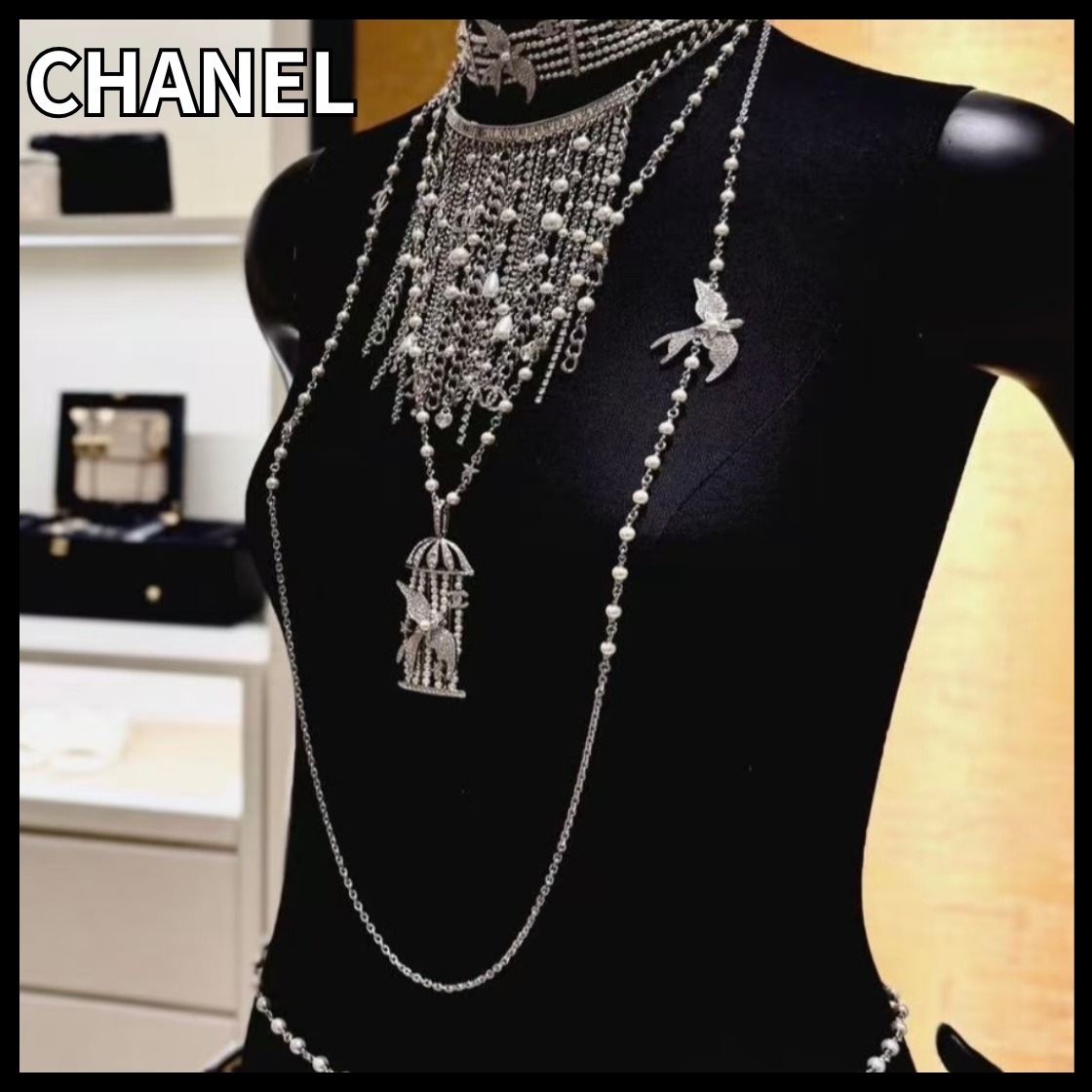 ２連にアレンジも◎バードモチーフ♪【CHANEL】ロングネックレス