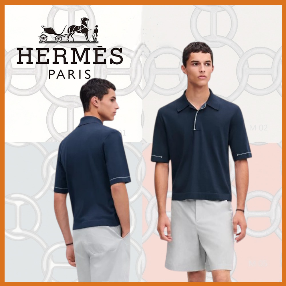 【さり気ないお洒落なHステッチ☆】HERMES H bartack ポロシャツ