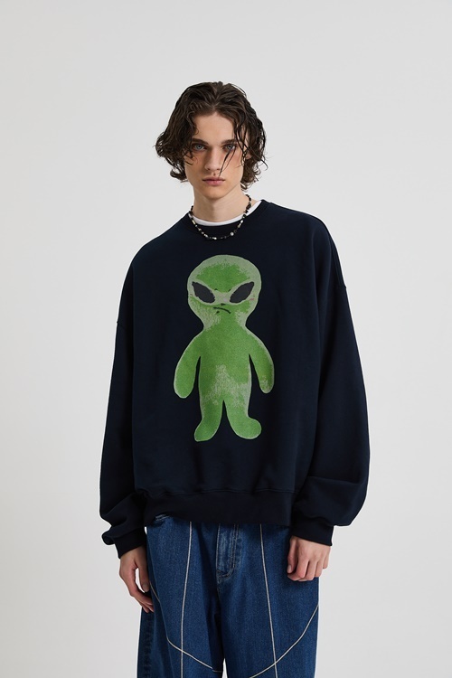 【HOODHOOD】Alien Graphic Overfit Sweatshirt 2色