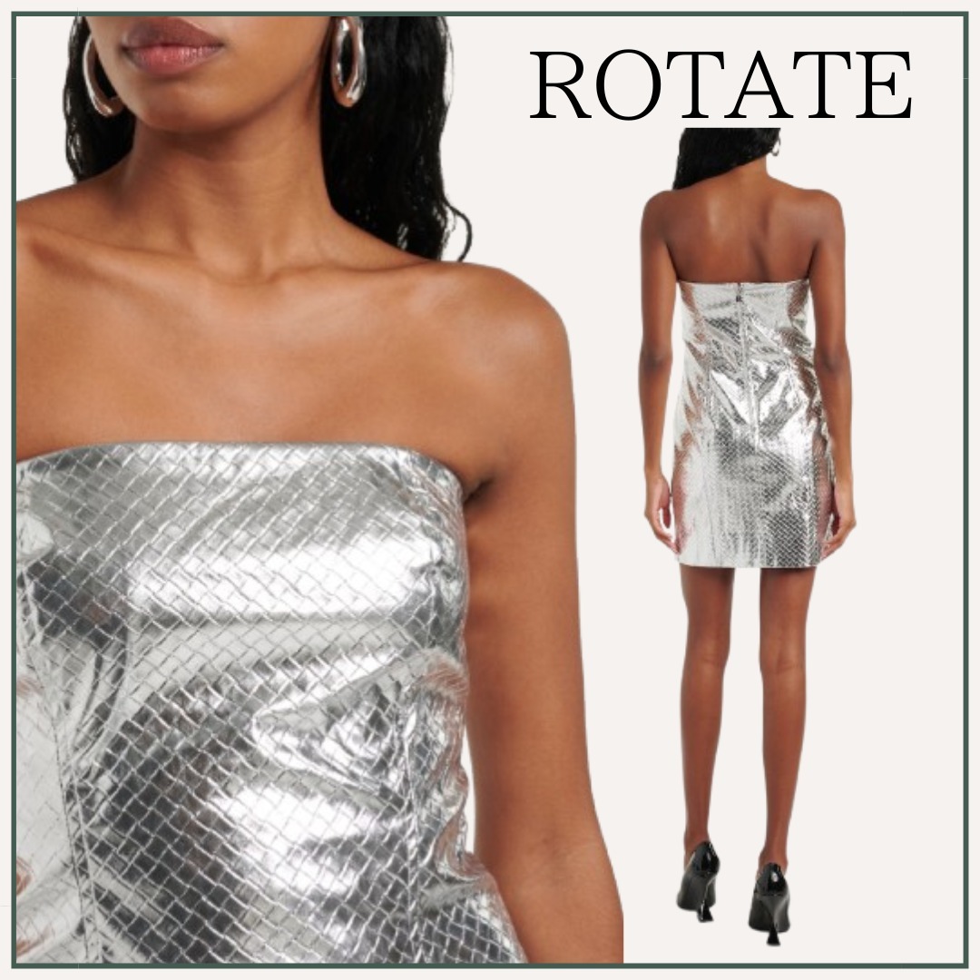 【在庫わずか】ROTATE / 編み込みメタリックミニドレス