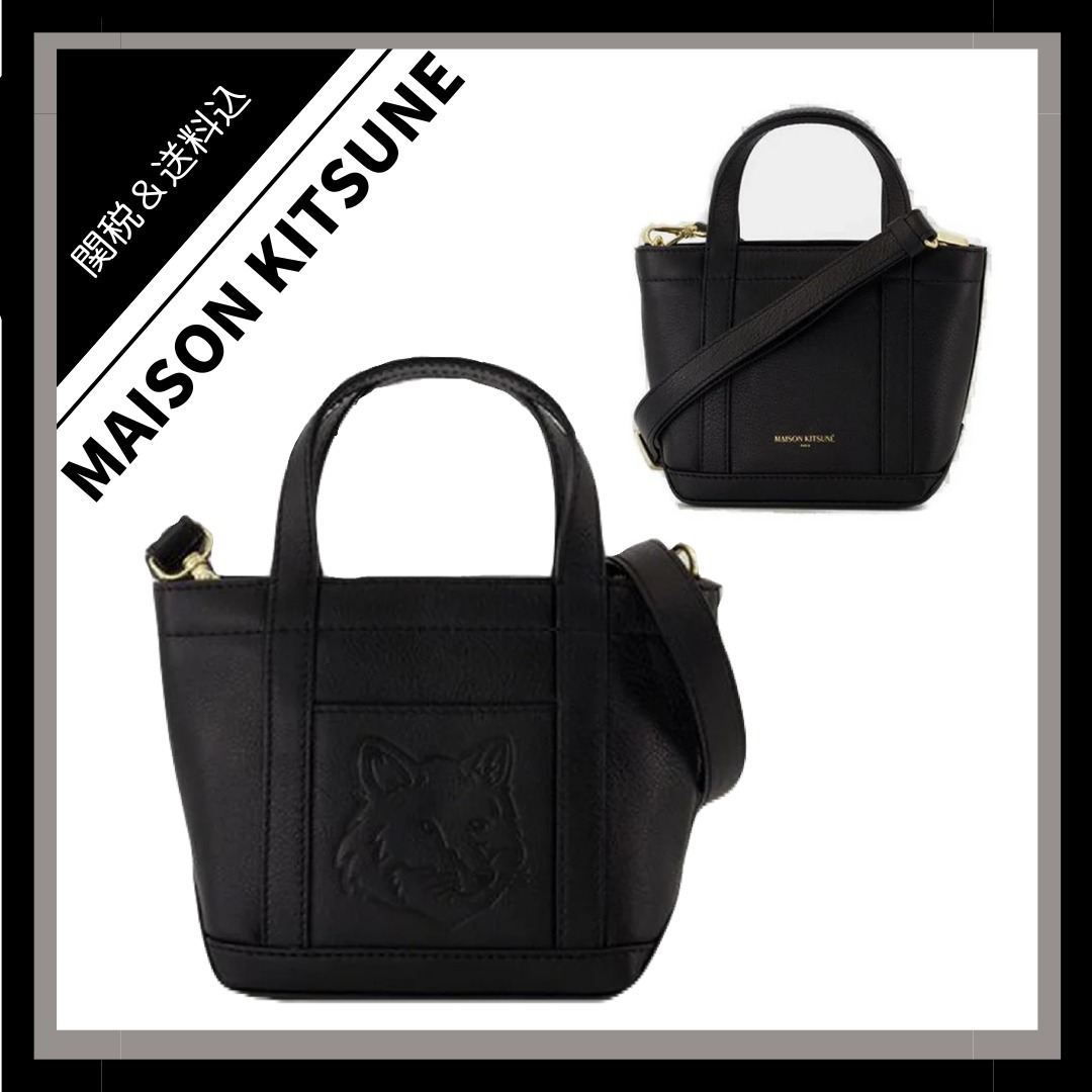 *Maison Kitsune*フォックスヘッド レザー ミニトートバッグ