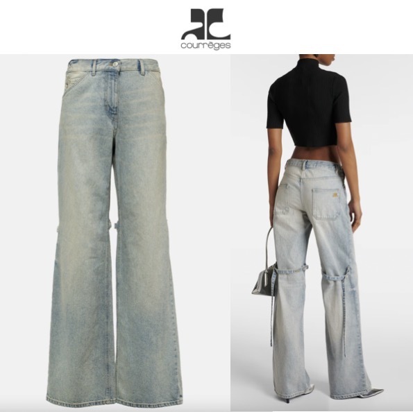 関税.送料込 COURREGES クレージュ ワイドデニムパンツ
