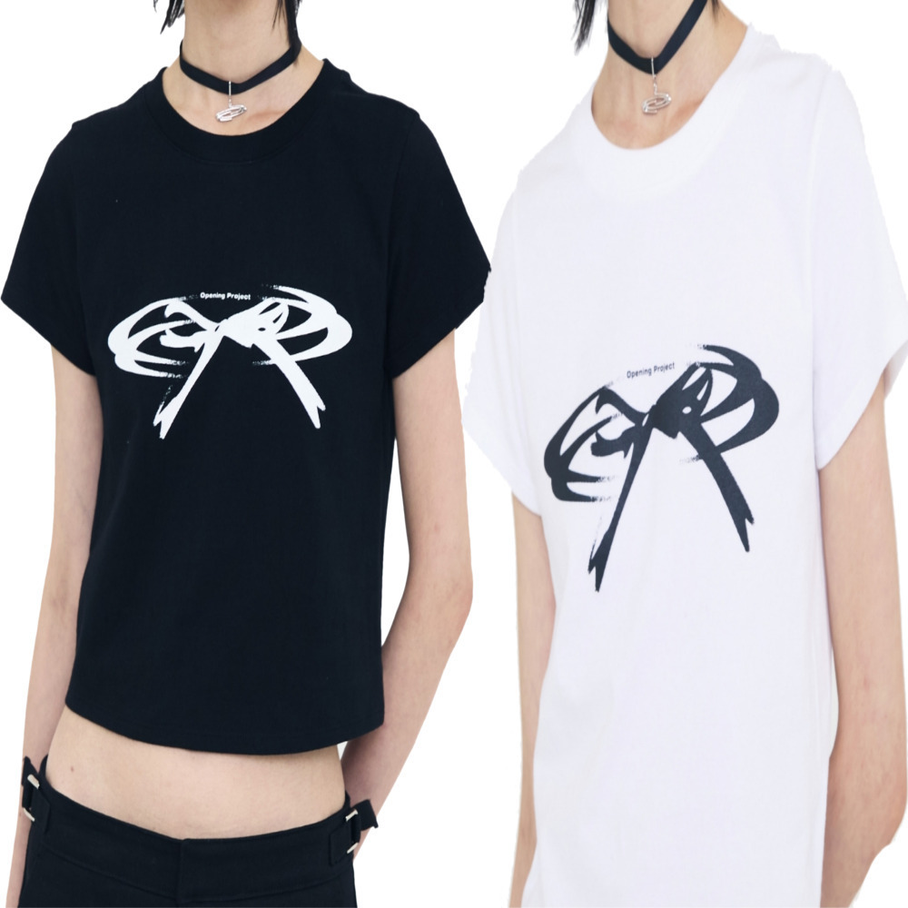 OPENING PROJECT/IVEレイ着用/W Cropped Ribbon Half T Shirt