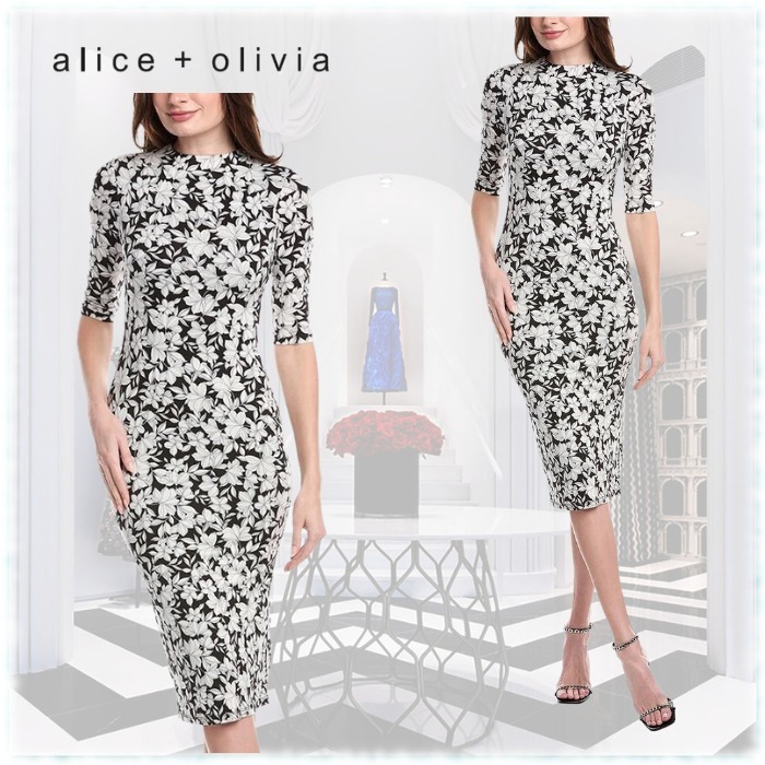 限定セール!ALICE + OLIVIA フローラル ミディ丈 ワンピース