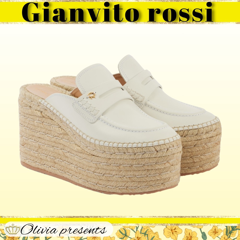 Gianvito Rossi>>レザーエスパドリーユウェッジ