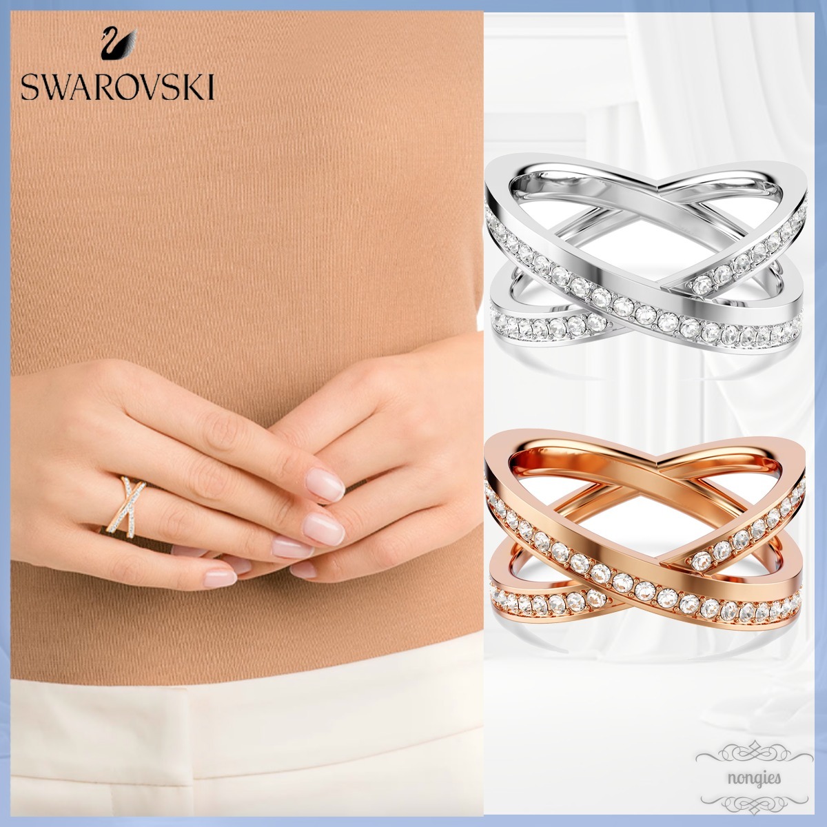 ★SWAROVSKI★Delta クリスタル パヴェ ラウンドカット リング