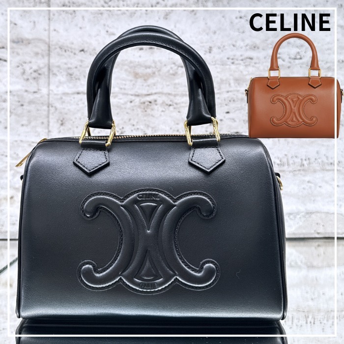 上質【CELINE】スモールボストン スムースカーフスキンバッグ