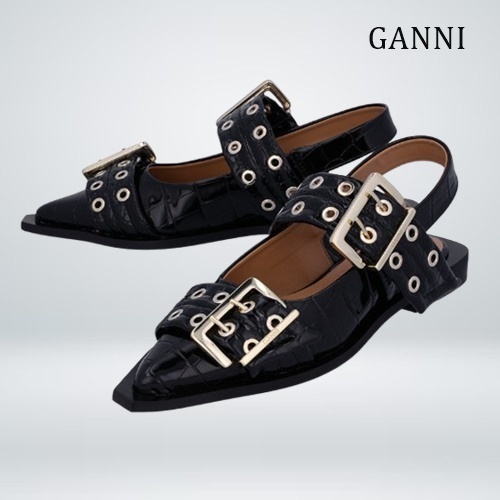GANNI ガニー バックル バレリーナ フラットシューズ