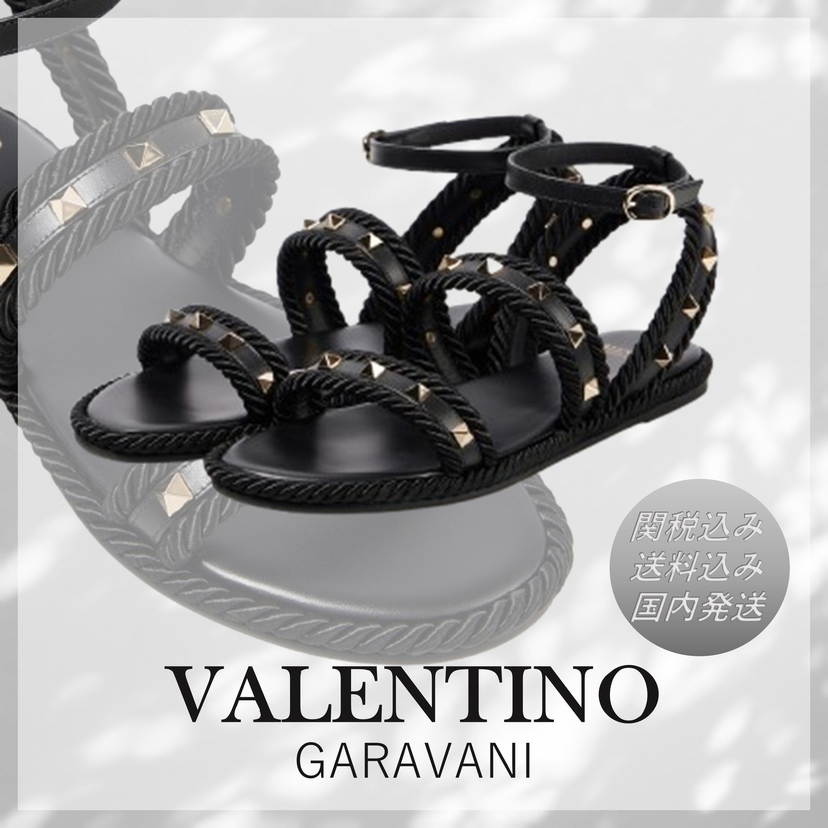 関税込■VALENTINO GARAVANI■Rockstud Torchon レザーサンダル