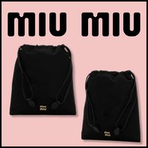 【MIU MIU/ミュウミュウ】ダッチェスポーチ 巾着 ロゴ ブラック