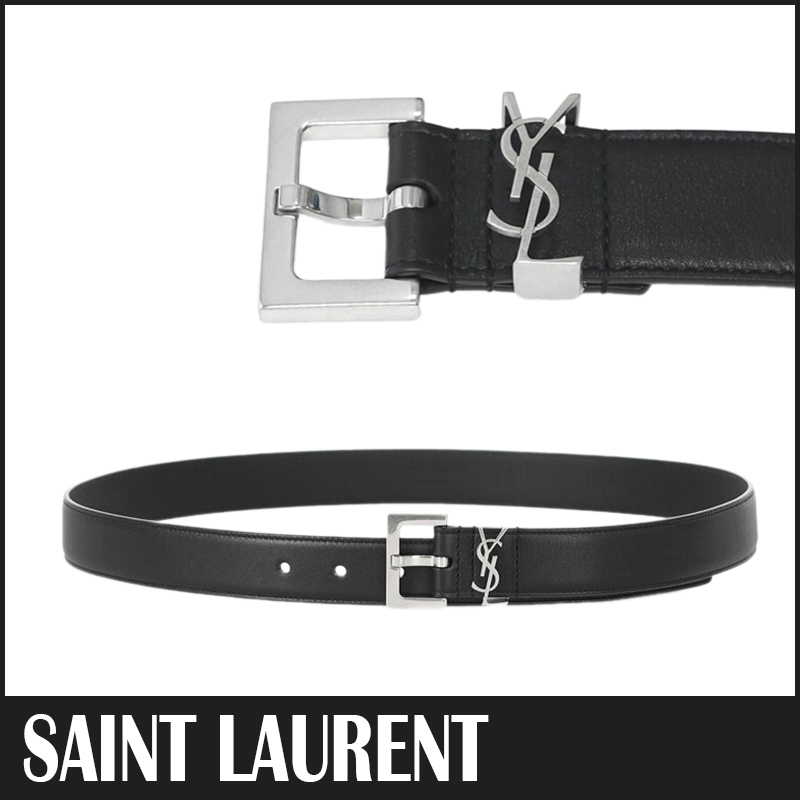 送料関税込☆Saint Laurent YSL モノグラム ロゴ レザーベルト