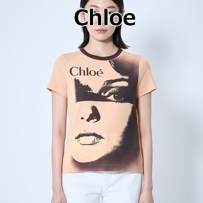 ★SALE★【送料関税無料】Chloe クルーネック ロゴTシャツ