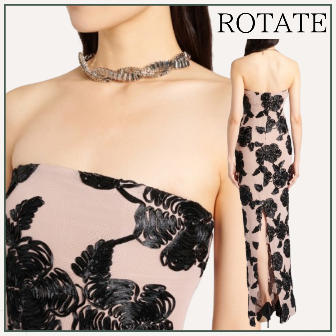 【人気♪】ROTATE / 花柄メッシュトリムガウン
