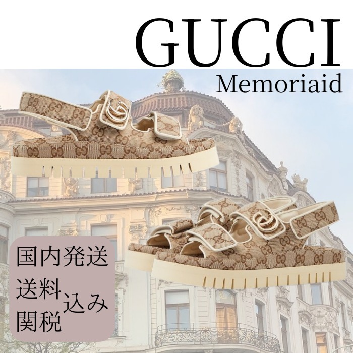 【モノグラムで可愛い♪】GUCCI ダブルG ウィメンズ サンダル