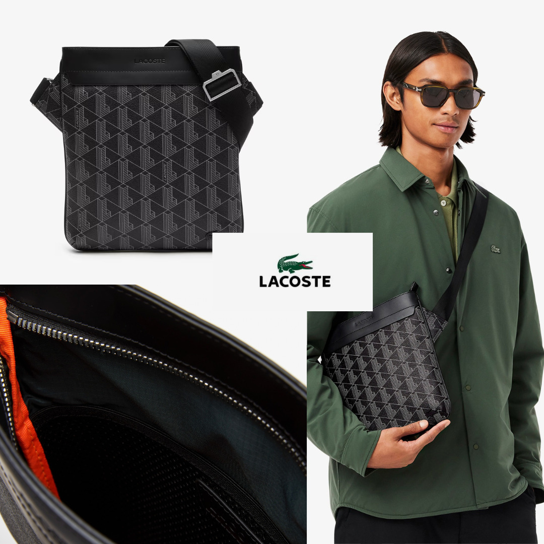 LACOSTE メンズ スリムサッチェルバッグ ブラック 人気
