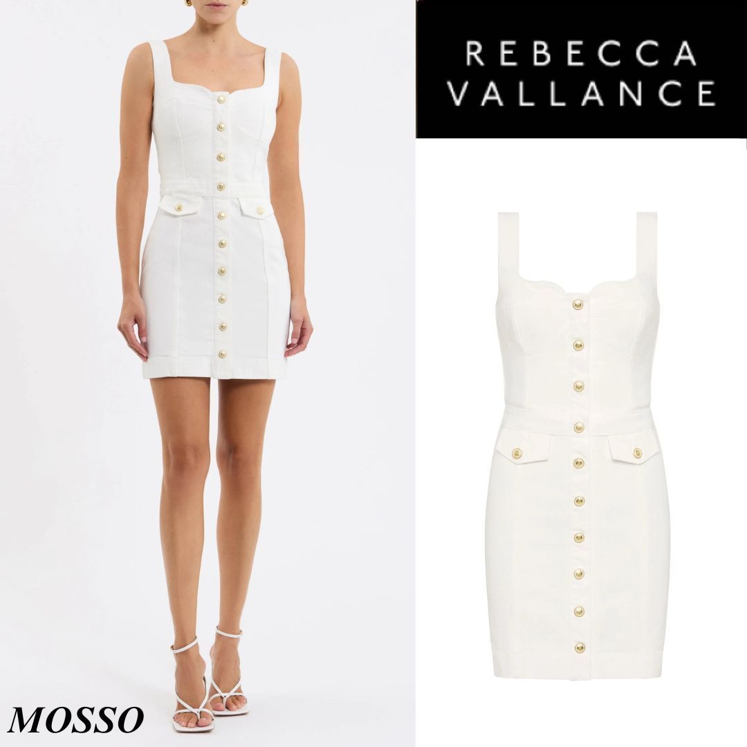 【REBECCA VALLANCE】AVIATOR MINI DRESS ホワイトデニム ミニ