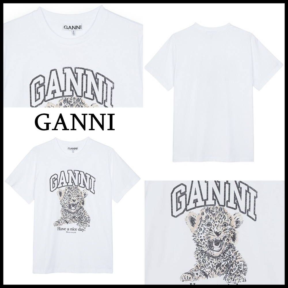 【GANNI】レオパード ロゴ プリント Tシャツ ★送料・関税込★