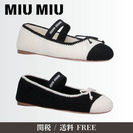 リボン ホワイト（白）系 MiuMiu(ミュウミュウ) バレエシューズ