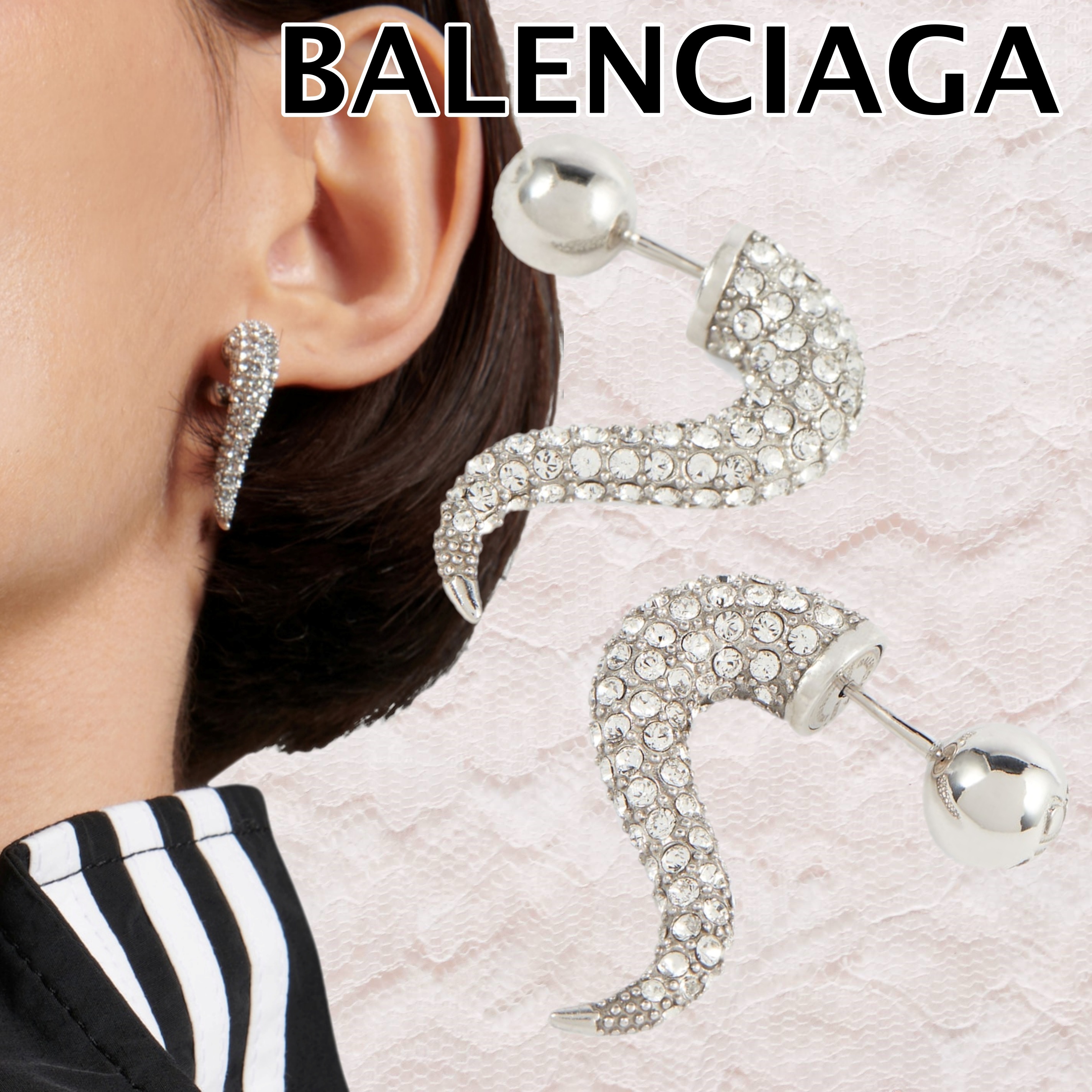 【BALENCIAGA】フォースホーン シルバーイヤリング