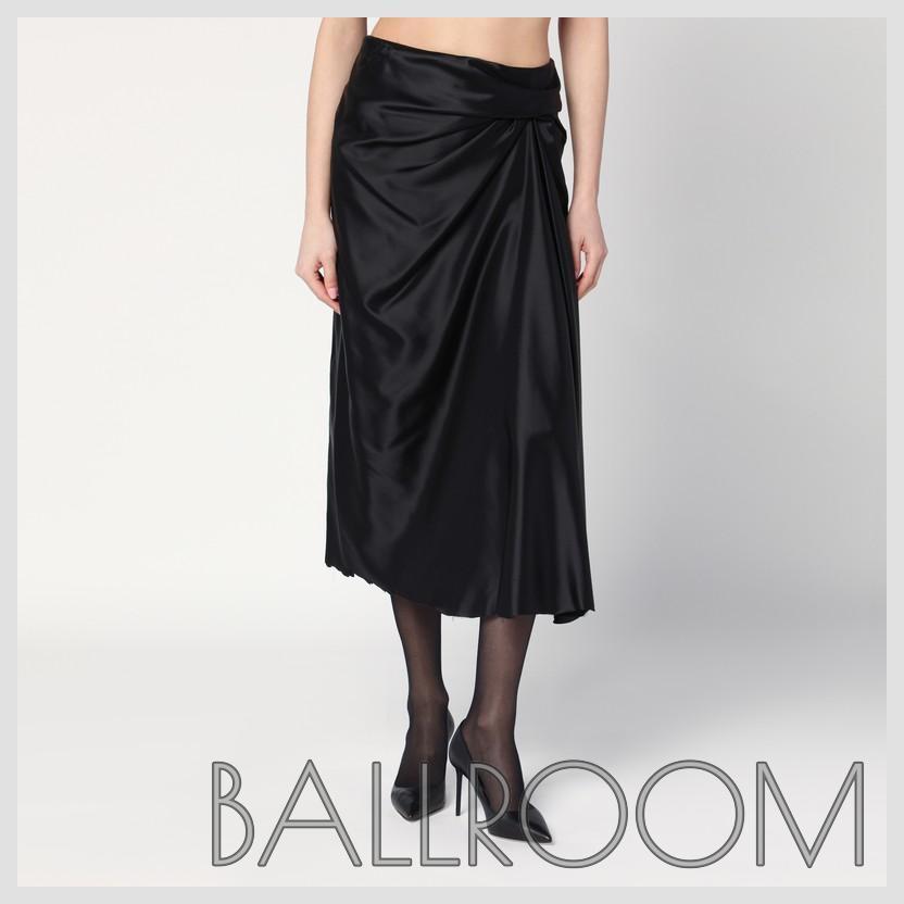 スカート BALENCIAGA DRAPED BLACK SKIRT IN CUPRO TWILL