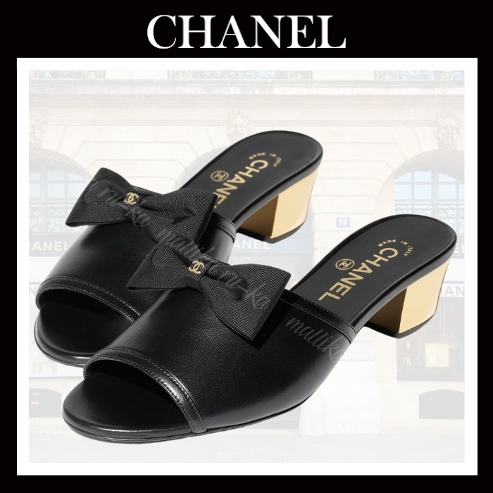大人可愛いリボン☆【CHANEL】 シャネル ミュール サンダル