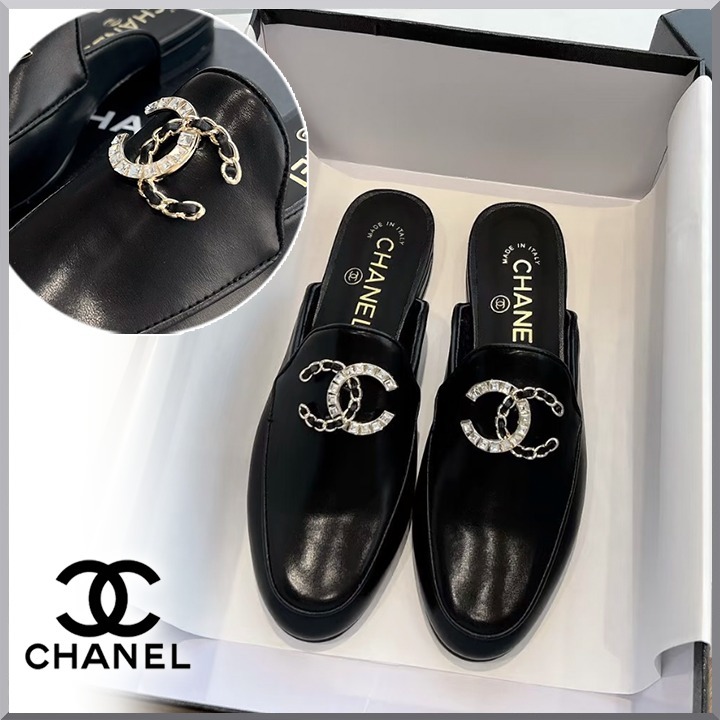 《大きめロゴがポイント♪》CHANEL CCロゴ ミュール