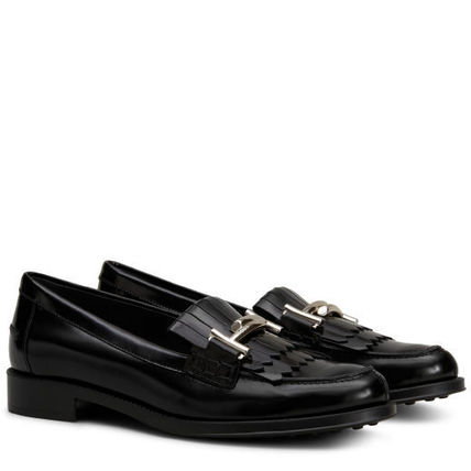トッズ TOD'S ローファー フリンジ ダブルT 黒 滝沢眞規子 た