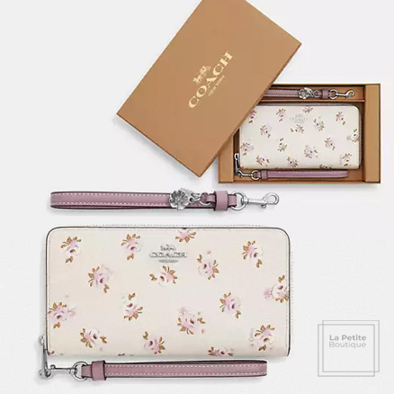 【COACH】紫〇花柄 Long Zip Around Wallet☆ギフトボックス