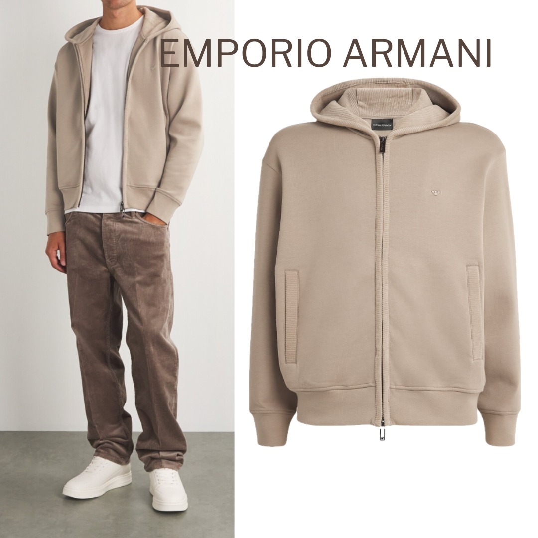 関税込 EMPORIO ARMANI ダブルジャージー ジップパーカー