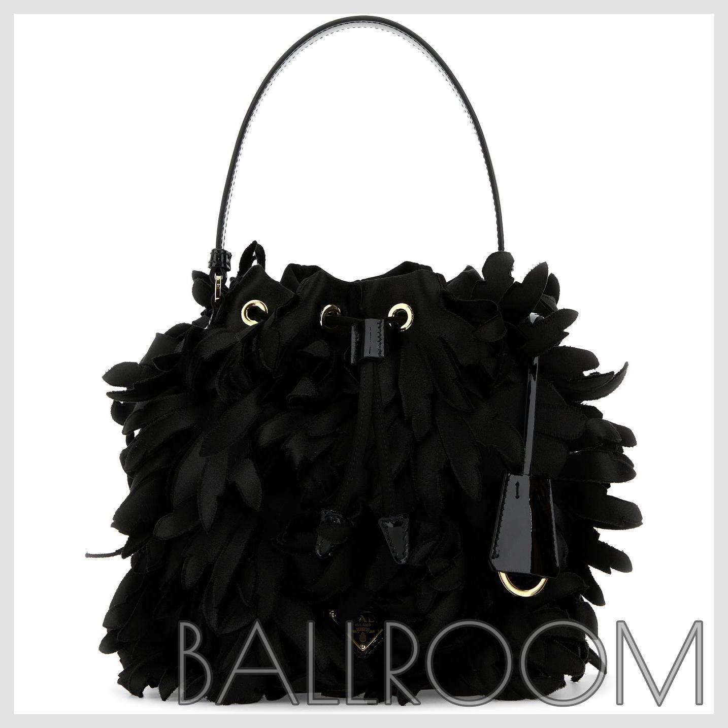ショルダーバッグ・ポシェット PRADA EMBELLISHED SATIN MINI BUCKET BAG