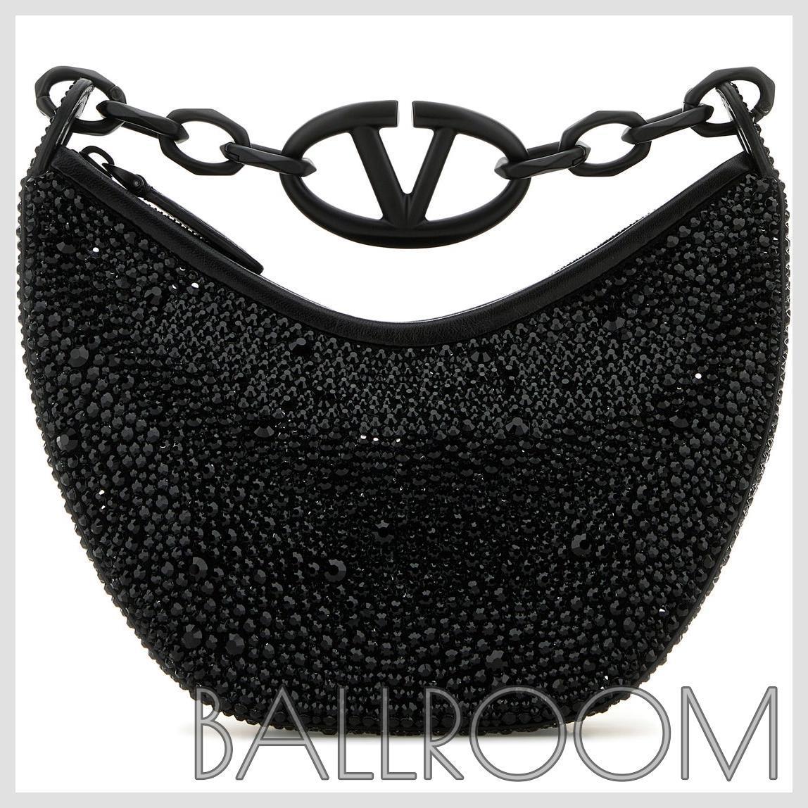 ハンドバッグ VALENTINO EMBELLISHED LEATHER HOBO VLOGO MOON HANDBAG