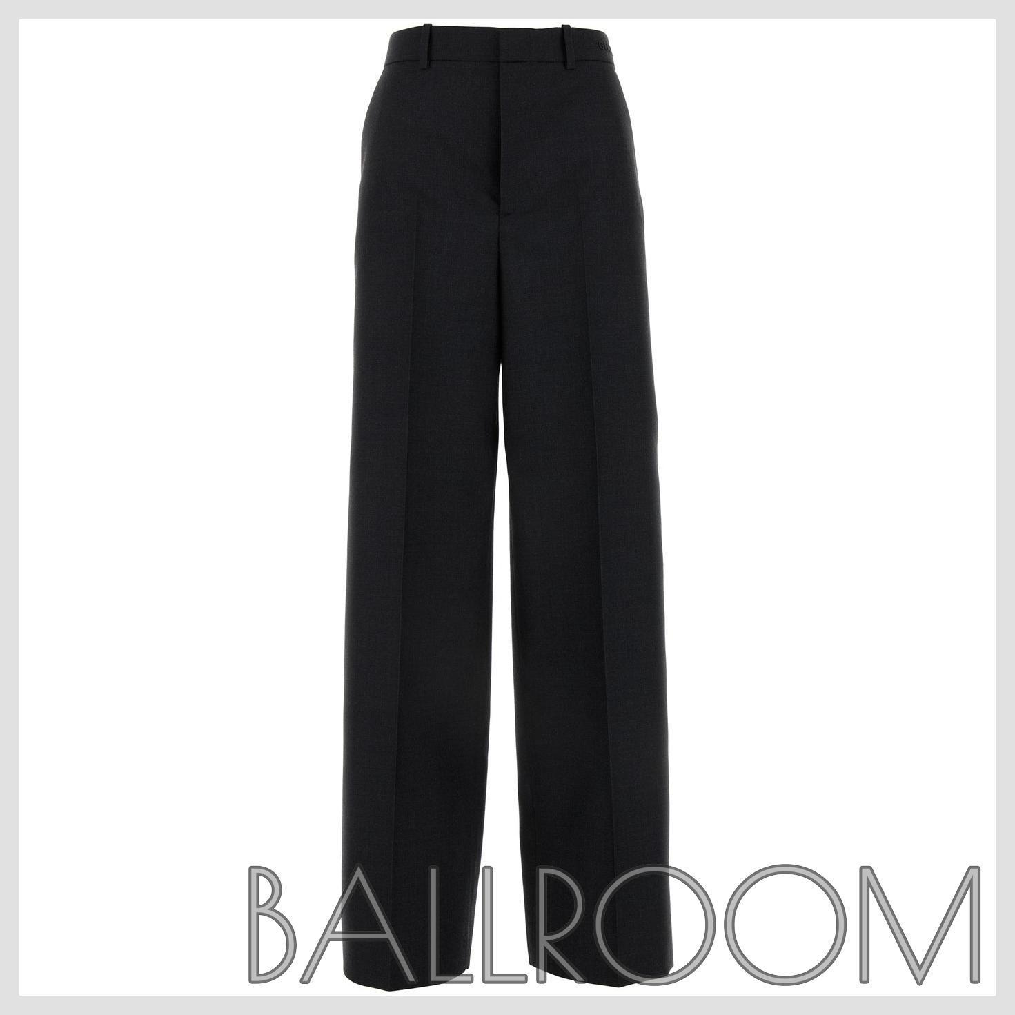 パンツ GUCCI SLATE WOOL WIDE-LEG PANT