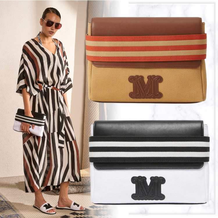 【Max Mara】Opice◆キャンバス◆ロゴ パッチ クラッチバッグ