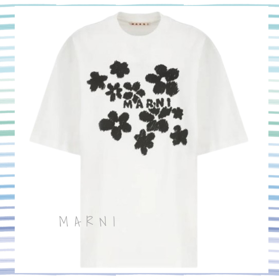 ☆MARNI☆ Daisy Garden ロゴ・オーバーサイズTシャツ♪ BK