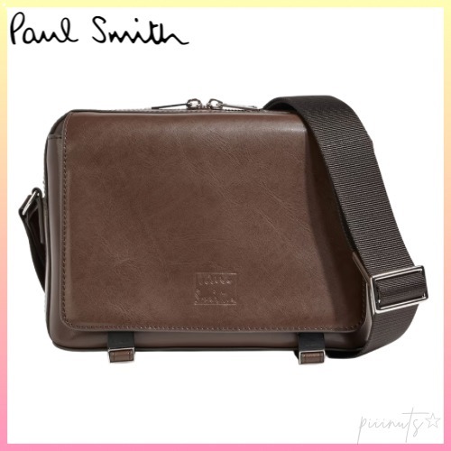 関送込【Paul Smith】ロゴ レザー メッセンジャーバッグ
