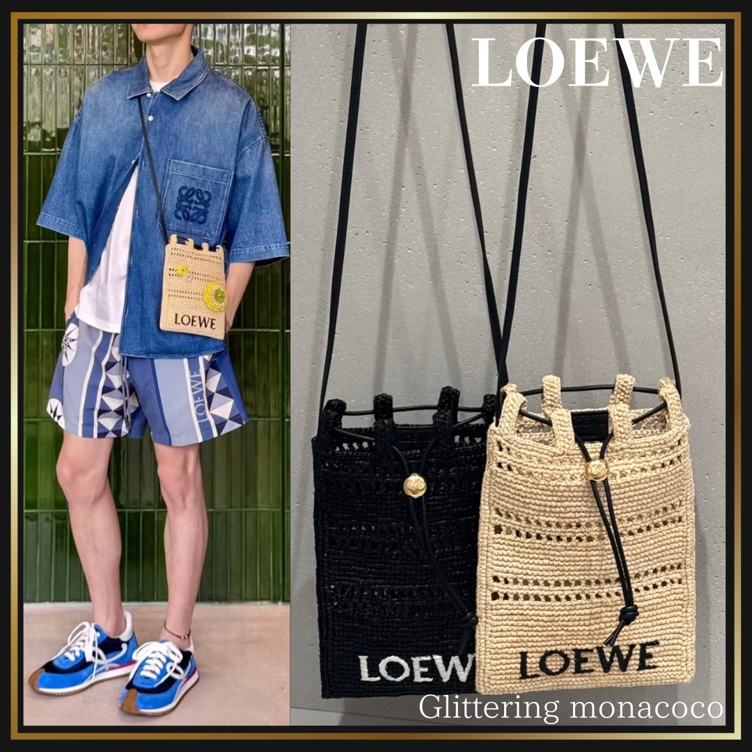 ユニセックス*LOEWE*ラフィアのドローストリングポケット