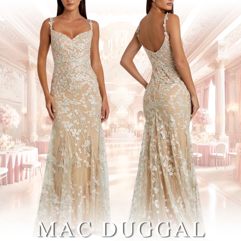 MAC DUGGAL マックドゥガル フローラル刺繍 トランペットガウン