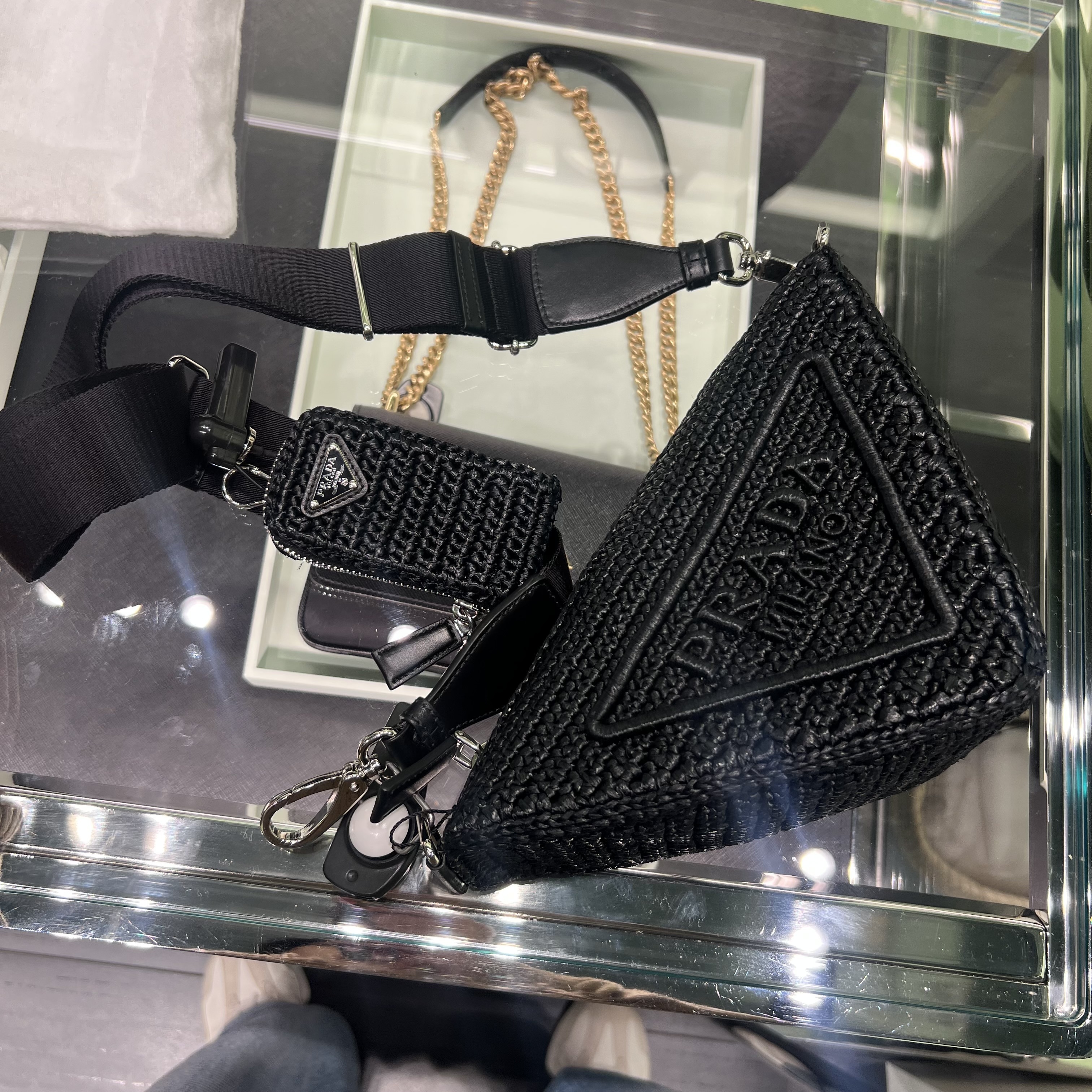 【PRADA】セール 1BC190 ラフィア バンドリエール ショルダー