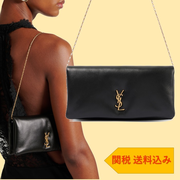【Saint Laurent】 Calypso Mini leather wallet on chain