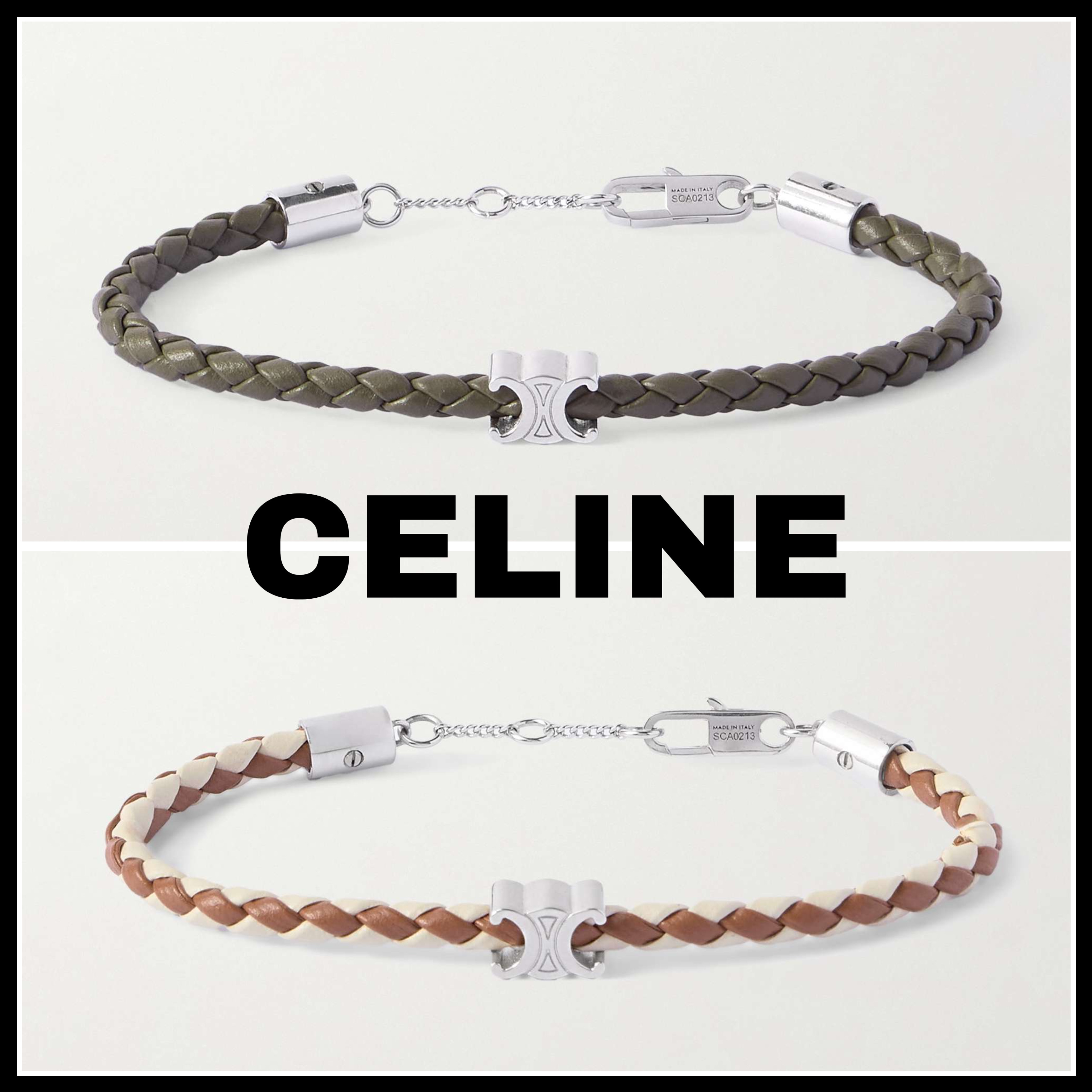 【大人気★】*CELINE* ビーチシルバートーン レザーブレスレット