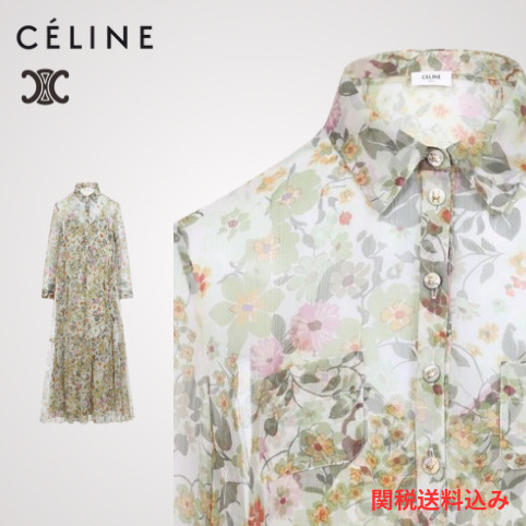 【CELINE】25SS ワンピース シャツドレス シルク/関税送料込み