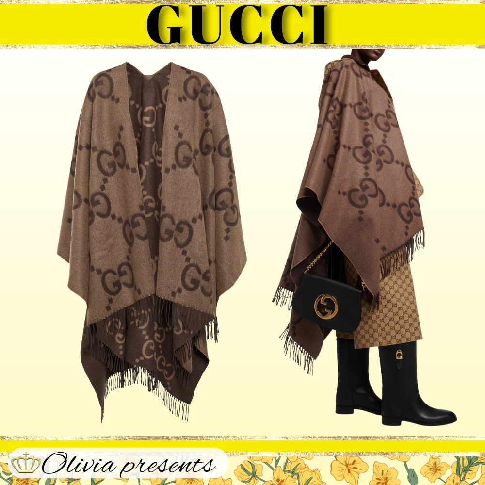 【GUCCI】ジャンボGGリバーシブルカシミアケープ