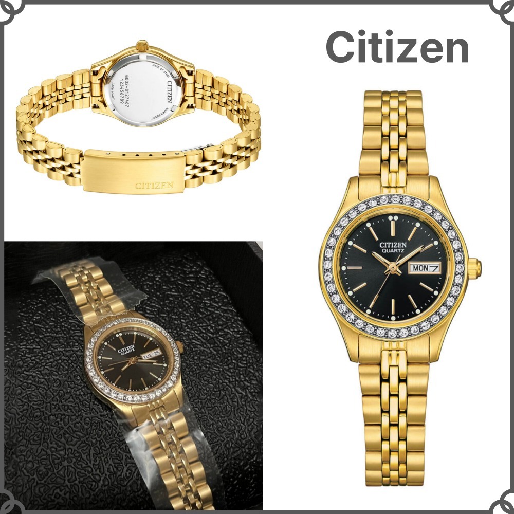アナログ腕時計 CITIZEN | Quartz Crystal Black Dial Ladies Watch EQ0532-55E