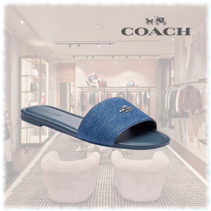 新作セール☆ Coach(コーチ)ロゴ フラット スライド サンダル