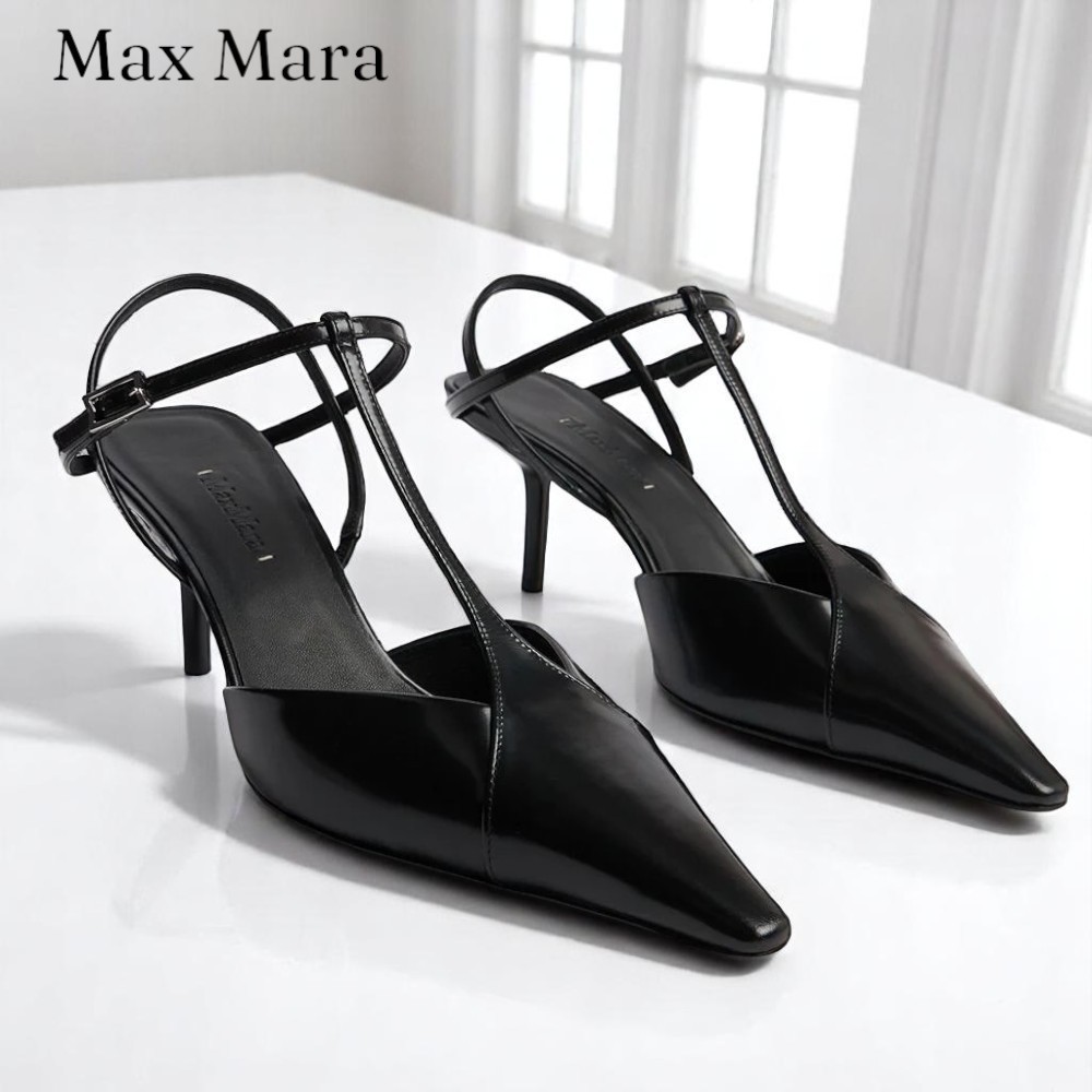 関税込☆Max Mara☆SSILKWAYスリングバックレザーパンプス 65mm