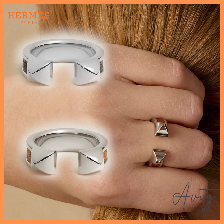 大人気【HERMES 】Athenaダブルスタッド リング