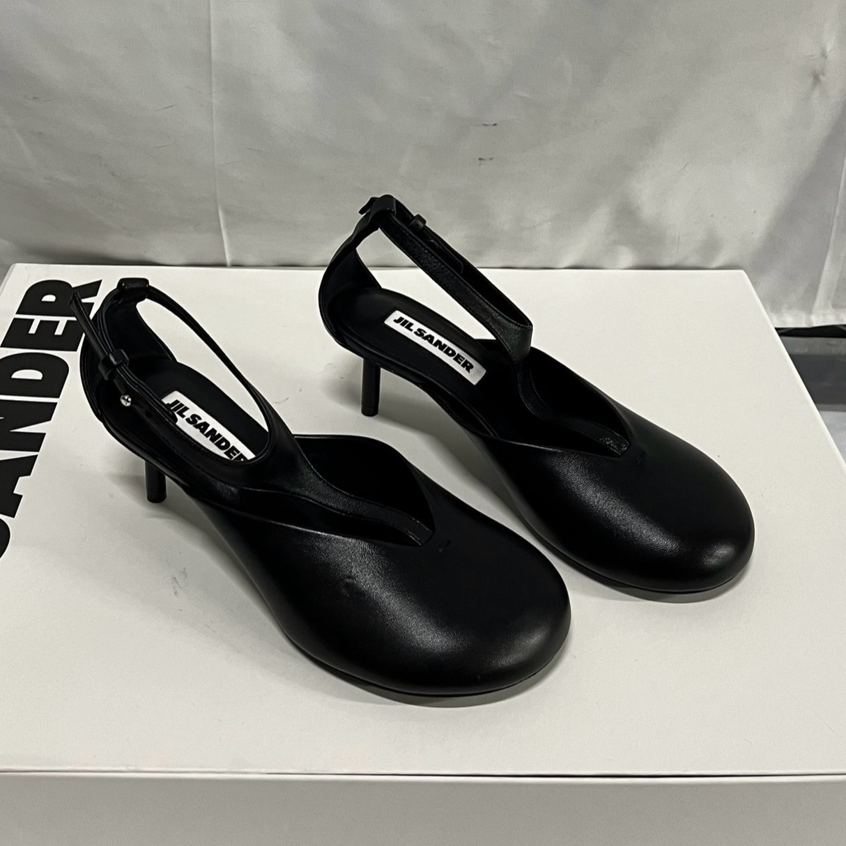直営店☆JIL SANDER☆ レザー ヒール ストラップ サンダル