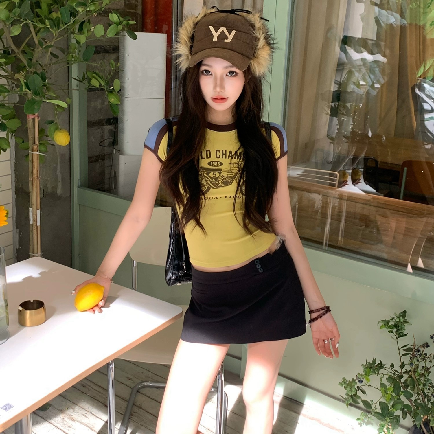 カジュアル 半袖 アメリカン レトロ バイクプリント Tシャツ