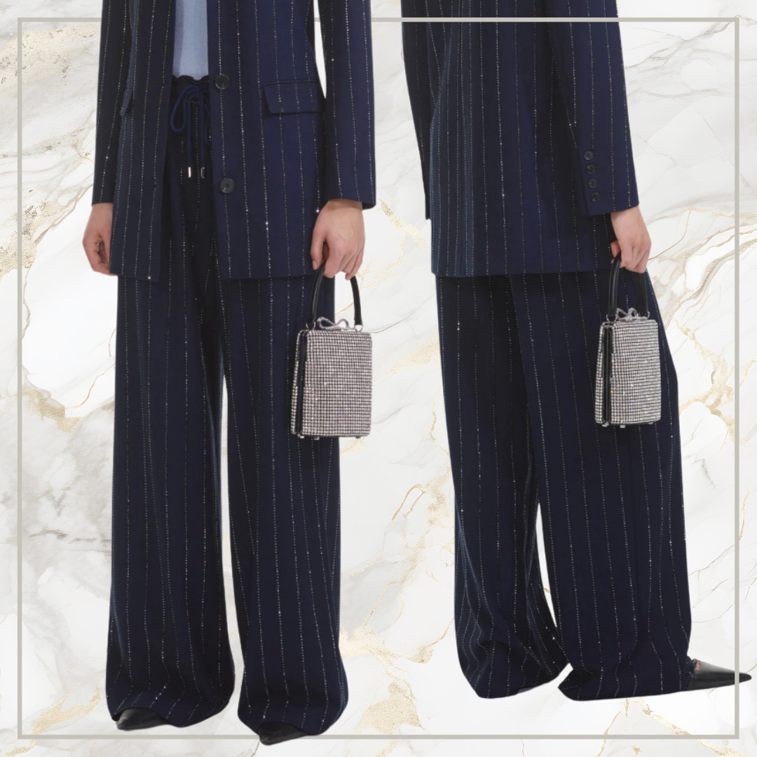 【完売必至】SELF PORTRAIT ラインストーンピンストライプパンツ