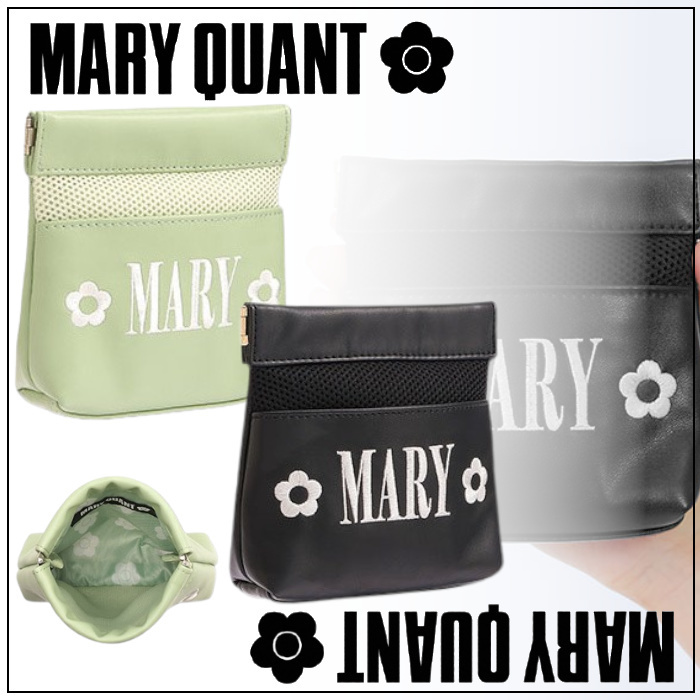2-5日着 MARY QUANT メッシュMARYロゴ刺繍 バネクチポーチ
